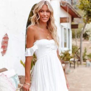 Ruffle Mini Dress - M / White